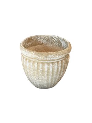 Round Wave Pot Small Whitewash Finish - H210mm x W230mm - 4kg