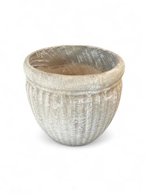 Round Wave Pot Medium Whitewash Finish - H280mm x W320mm - 7kg