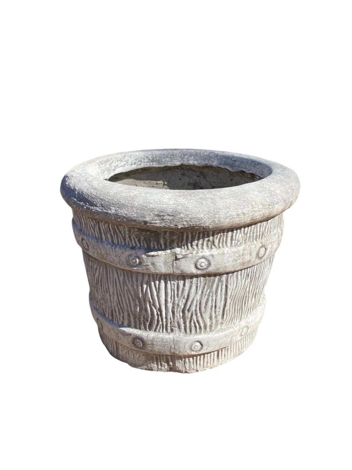 Round Sleeper Pot Small Whitewash Finish - H400mm x W530mm - 32kg