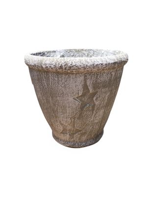 Star Pot Medium Whitewash Finish - H300mm x W285mm - 6.6kg