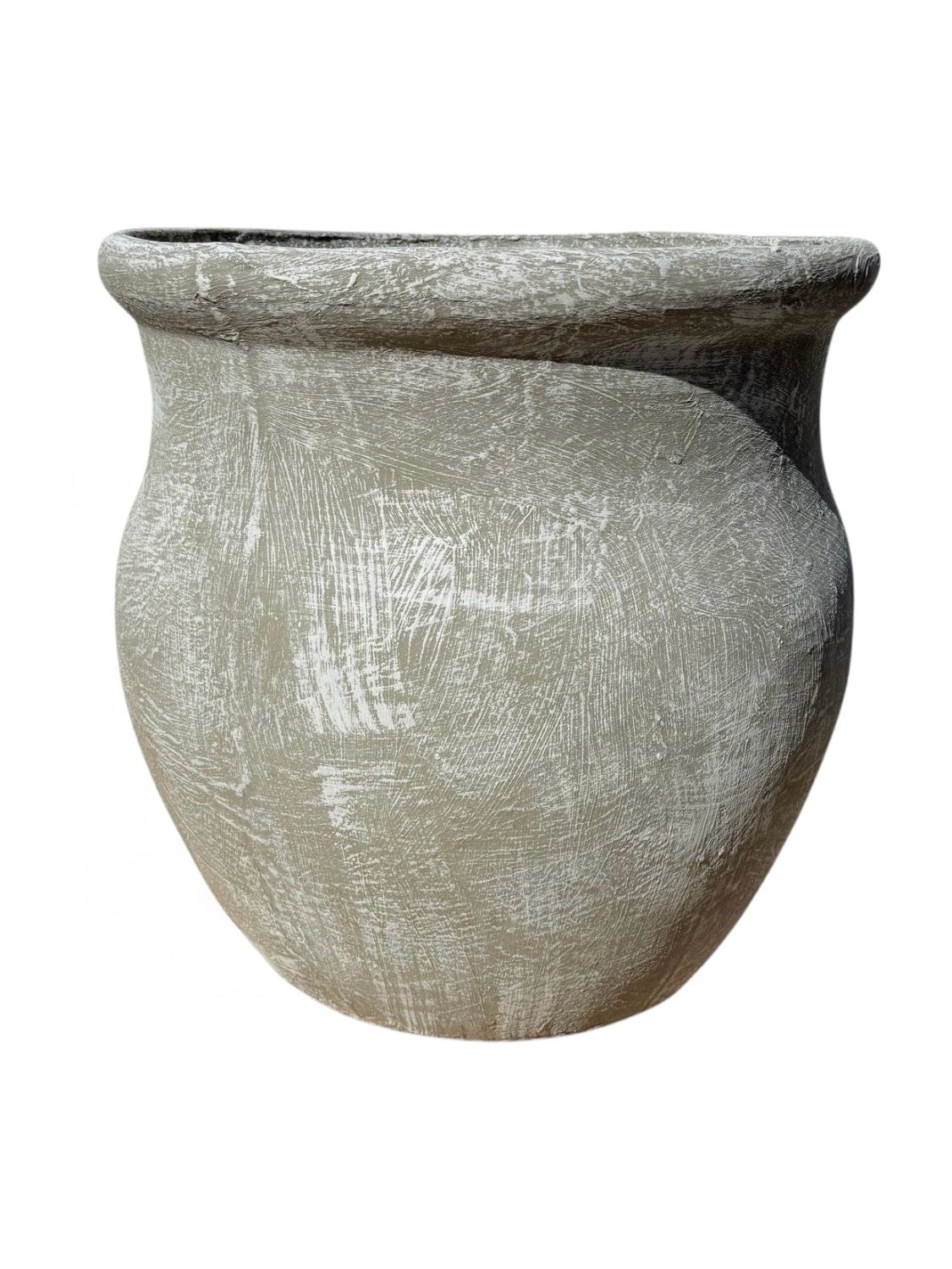 Fatso Flower Pot Large Whitewash Finish - H640mm x W610mm - 48kg