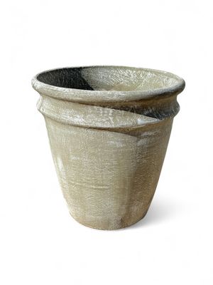 2 Ring Pot Large Whitewash Finish - H470mm x W440mm - 18kg
