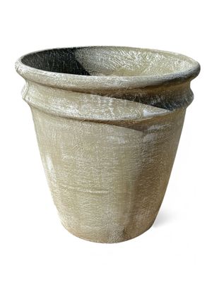 2 Ring Pot Large Whitewash Finish - H470mm x W440mm - 18kg