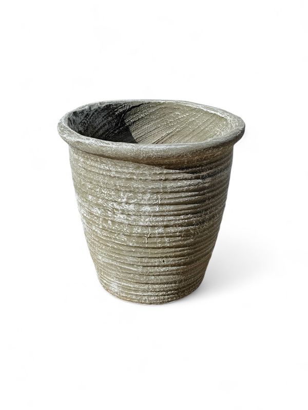 Louvre Pot Medium Whitewash Finish - H320mm x W300mm - Mouth 280mm - 8kg