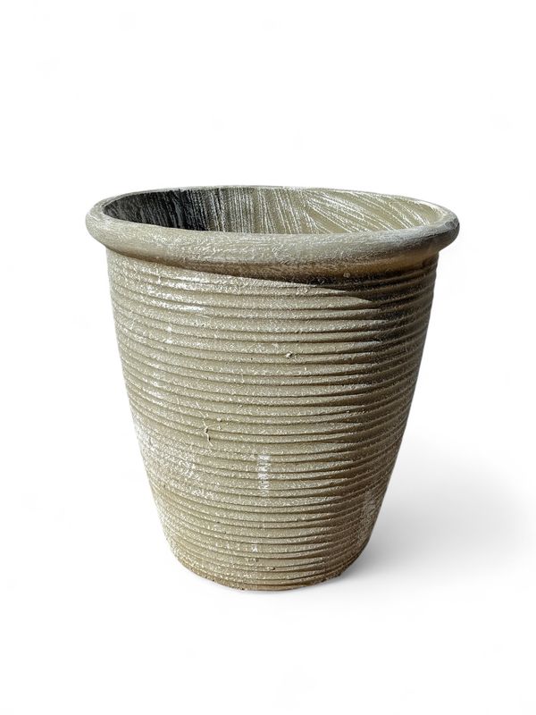 Louvre Pot Large Whitewash Finish - H480mm x W440mm - Mouth 410mm 18kg