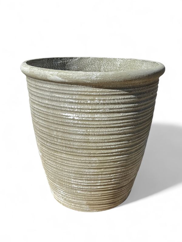 Louvre Pot Extra Large Whitewash Finish - H640mm -W600mm -Mouth 580mm - 33kg