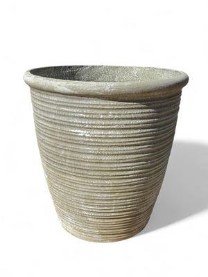 Louvre Pot Extra Large Whitewash Finish - H640mm -W600mm -Mouth 580mm - 33kg