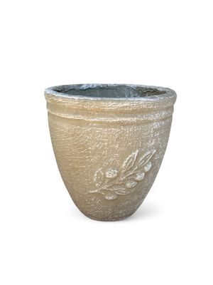 Olive Pot Mini Whitewash Finish - H210mm x W200mm- 4kg