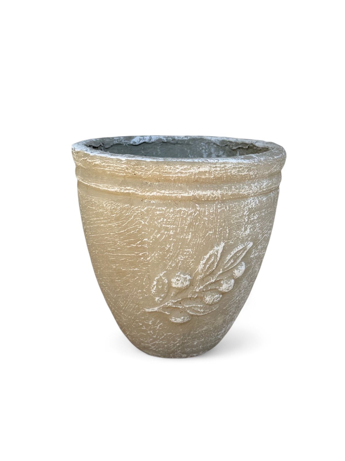 Olive Pot Mini Whitewash Finish - H210mm x W200mm- 4kg