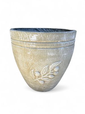 Olive Pot Large Whitewash Finish - H470mm x W470mm-20kg