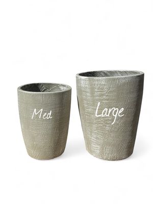 Maggie Round Pot Medium Whitewash Finish - H500mm - 19kg