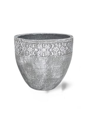 Atlas Pot Small Whitewash Finish - H260mm x W300mm - 6kg