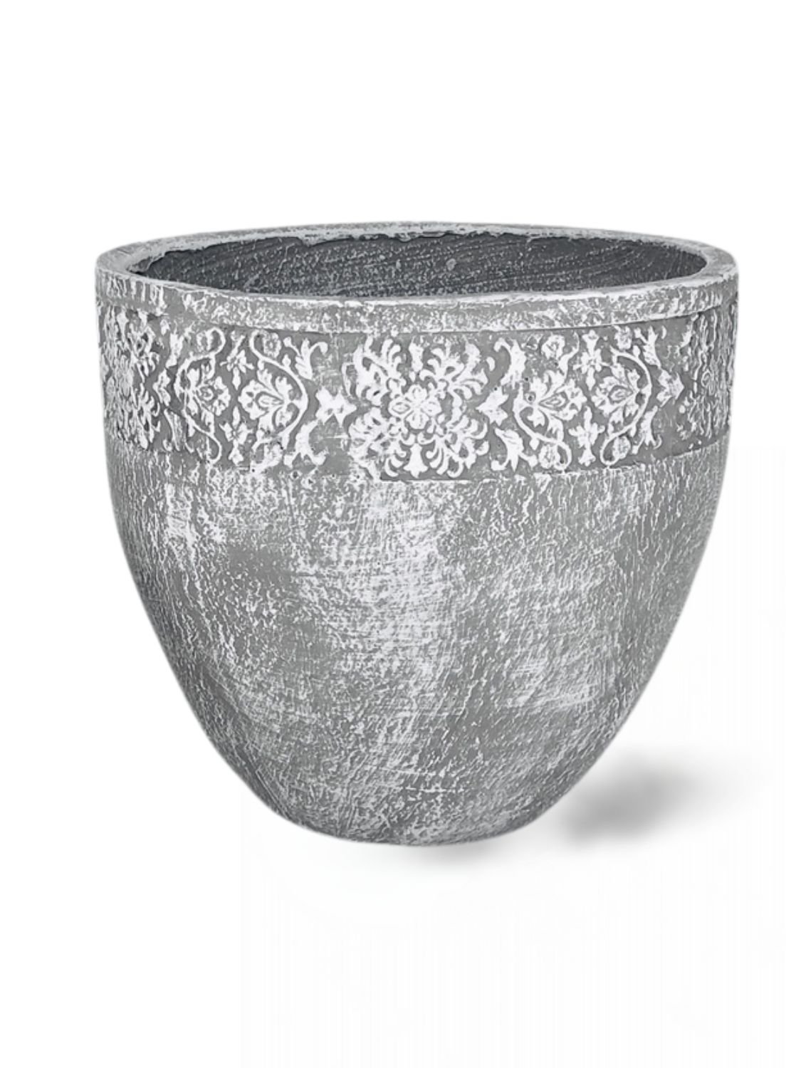 Atlas Pot Medium Whitewash Finish - H320mm x W350mm - 8kg