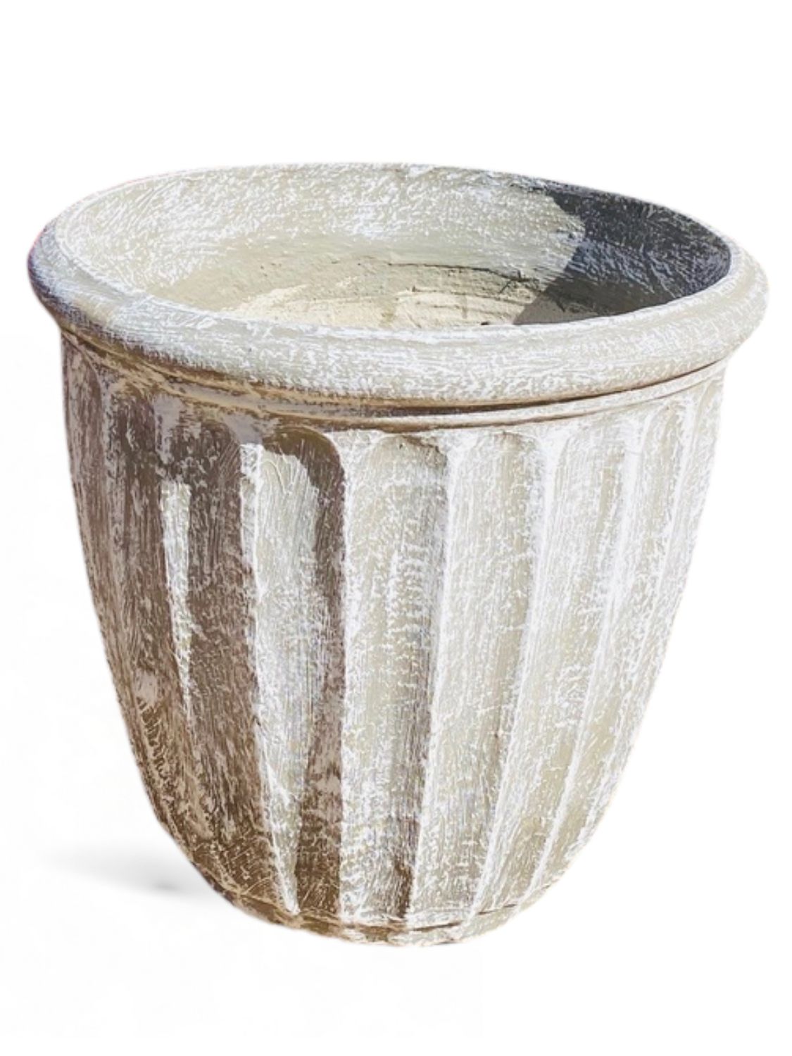 Alfred Pot Large Whitewash Finish - H430mm x W470mm - 15Kg