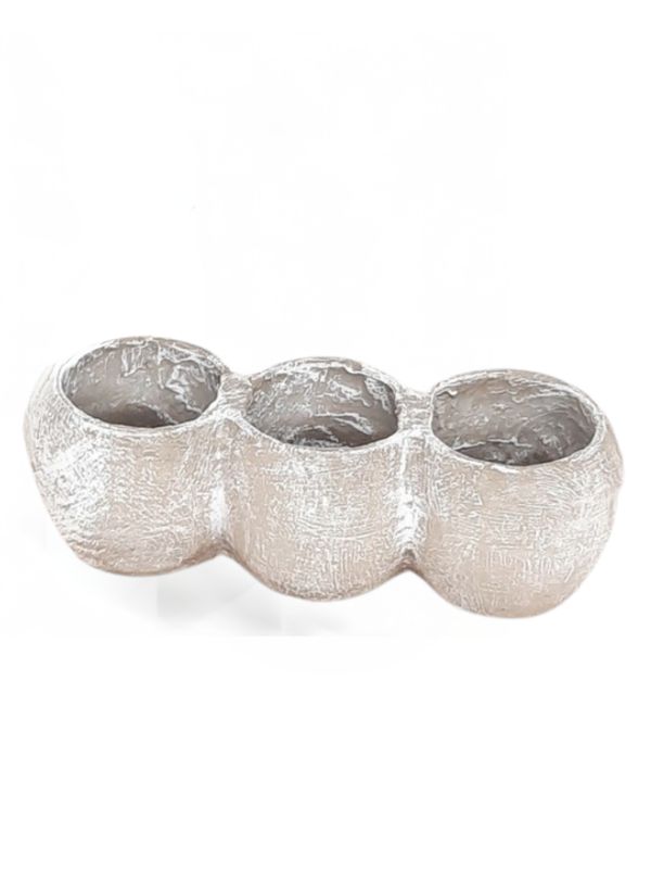 Trio Pot Whitewash Finish - H180mm x L500mm - 9.5kg