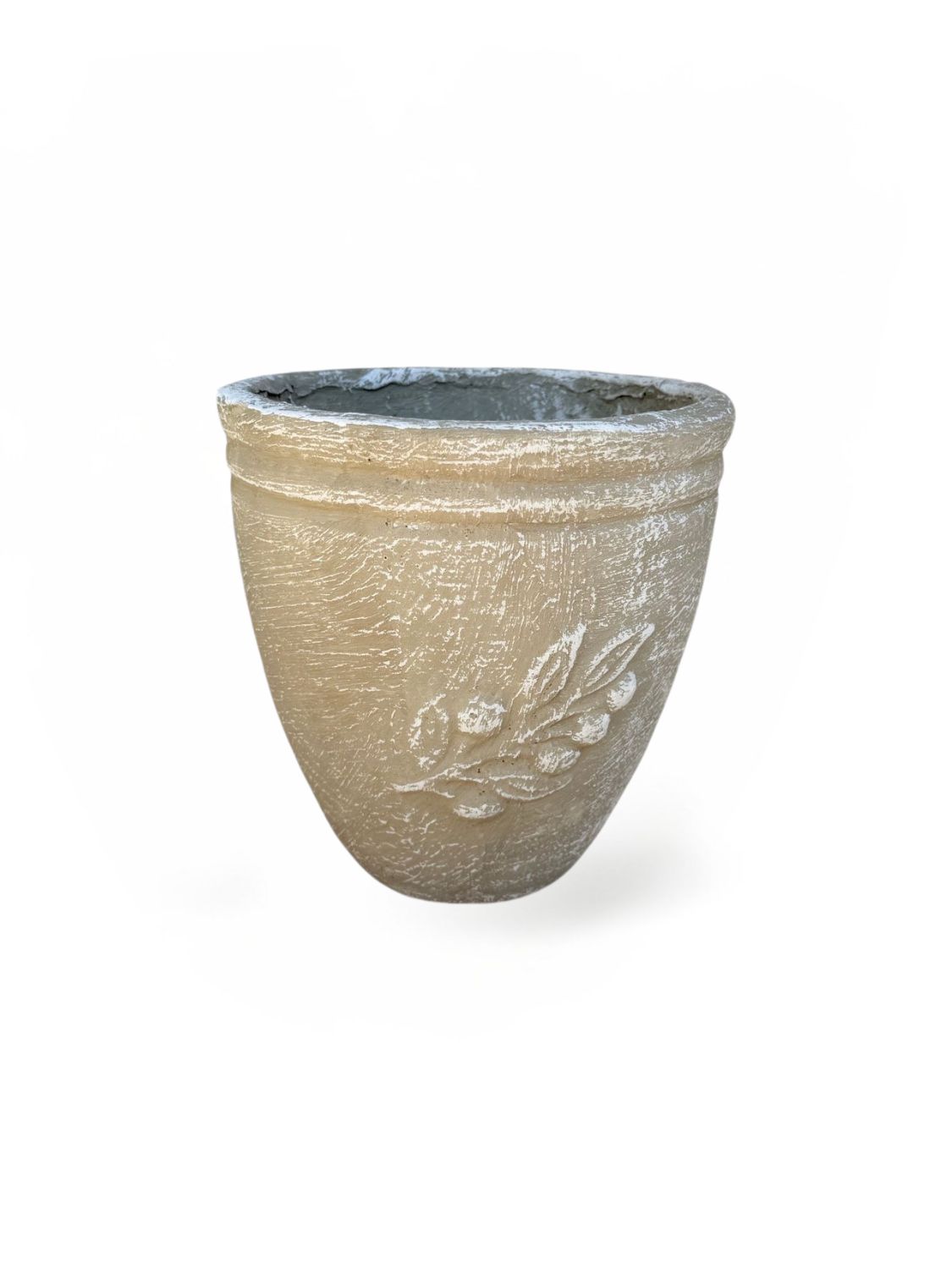 Olive Pot Mini Whitewash Finish - H210mm x W200mm- 4kg