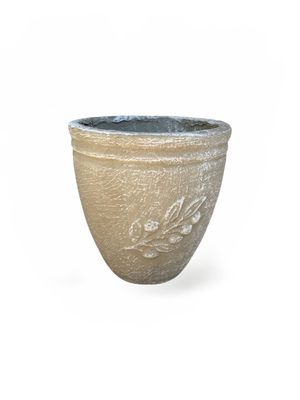 Olive Pot Mini Whitewash Finish - H210mm x W200mm- 4kg