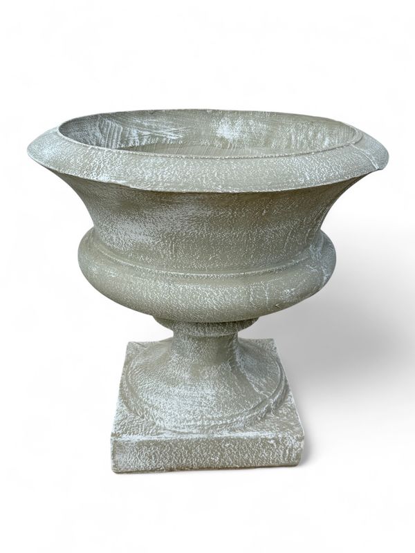 Angelica Urn Whitewash Finish - H650mm x W530mm x Base 400mm - 49kg