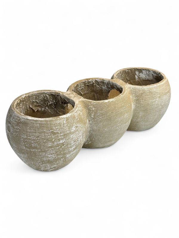 Trio Pot Whitewash Finish - H180mm x L500mm - 9.5kg