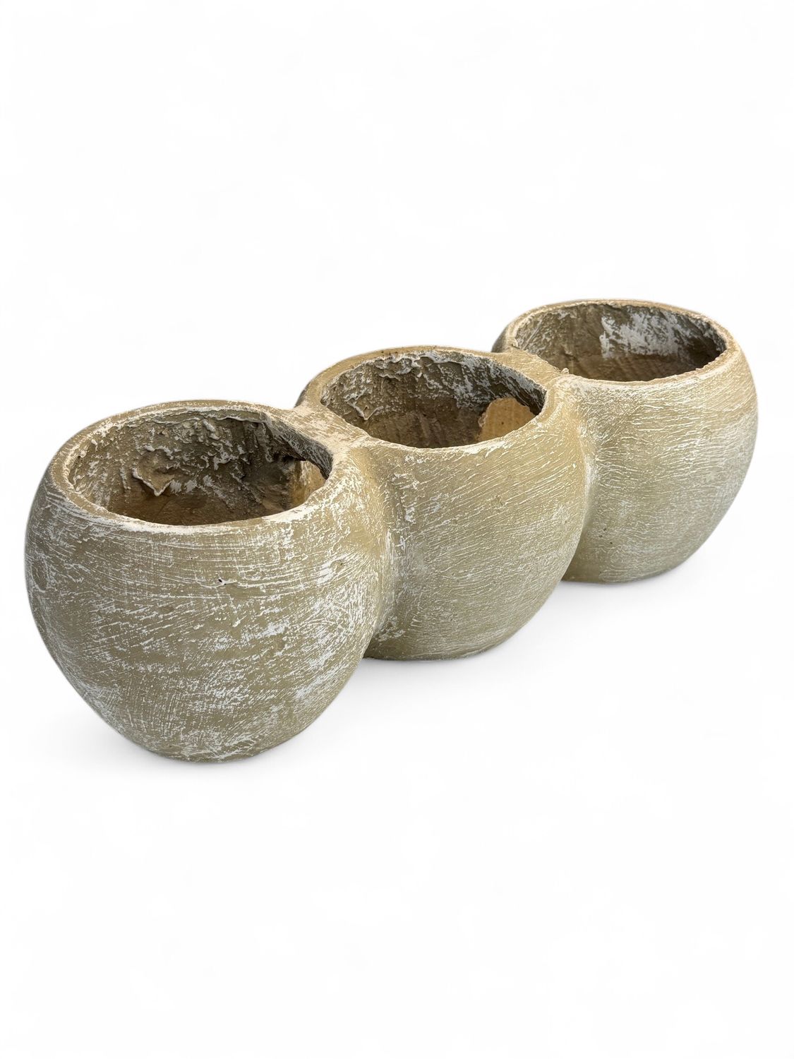 Trio Pot Whitewash Finish - H180mm x L500mm - 9.5kg