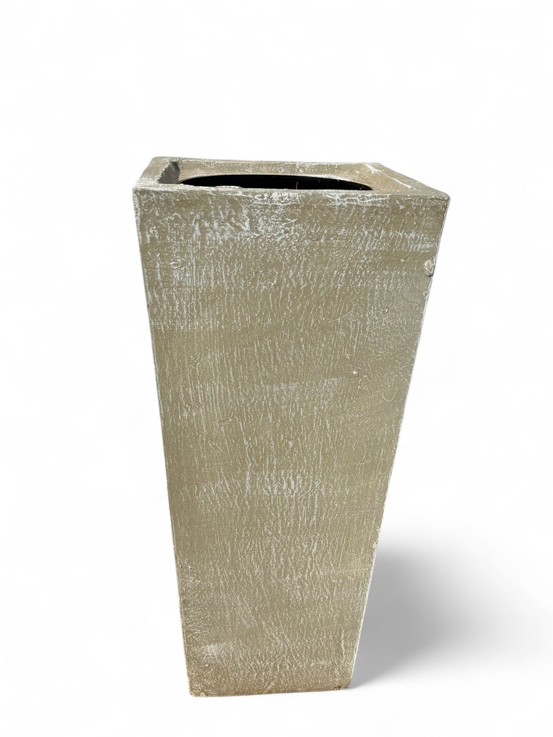 Square Slim Pot with Liner Large Whitewash Finish - L901mm x W420 - 60kg