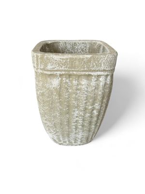 Square Stripe Pot Small Whitewash Finish - H280mm x W210mm - 5.6kg