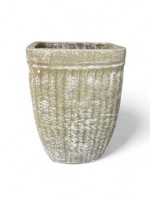 Square Stripe Pot Medium Whitewash Finish - H410mm x W305mm - 13kg
