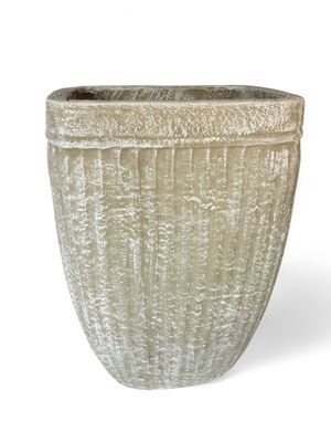 Square Stripe Pot Large Whitewash Finish - H540mm x W410mm - 24kg