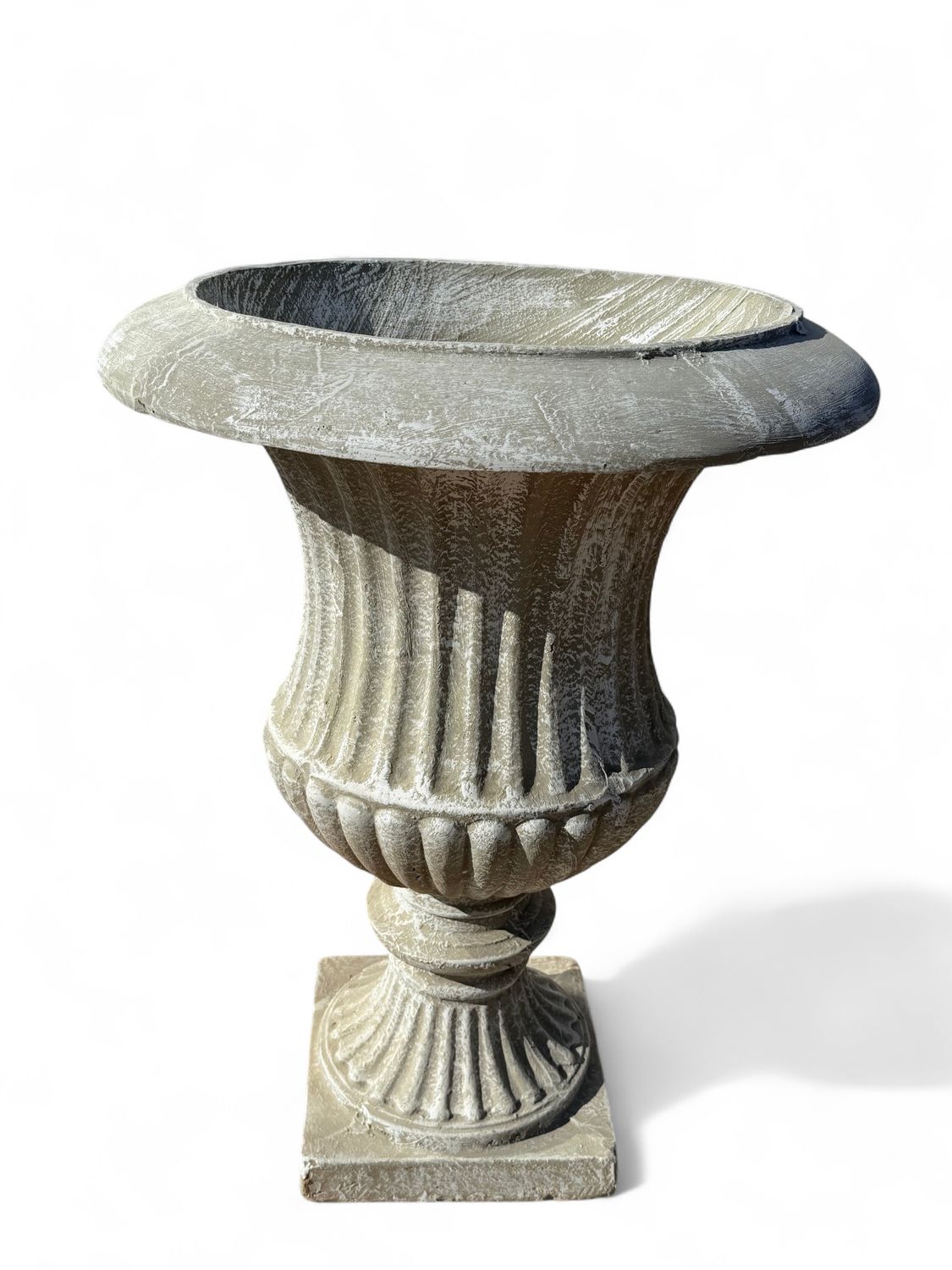 Sabrina Urn Whitewash Finish - H880mm- - W670mm-Mouth480mm x W Foot Piece 310mm - 49kg