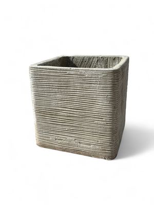 Braided Square Planter Medium Whitewash Finish - H300mm x W300mm - 10kg