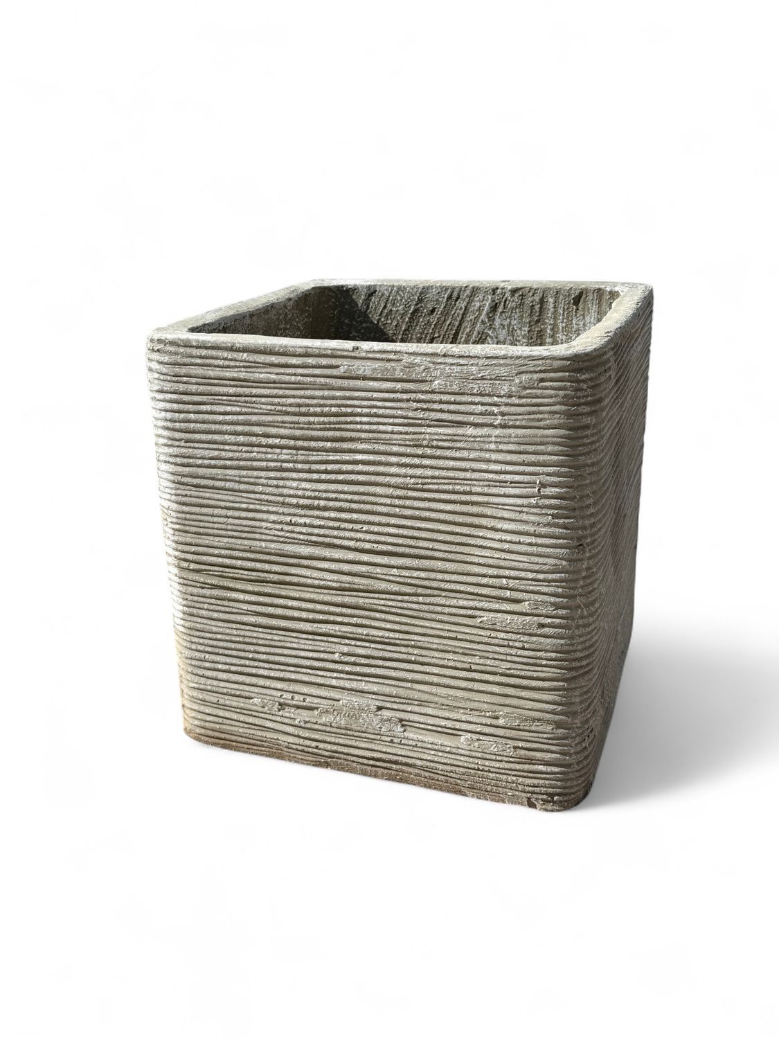 Braided Square Planter Medium Whitewash Finish - H300mm x W300mm - 10kg