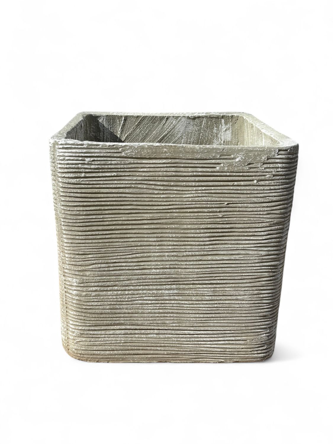 Braided Square Planter Large Whitewash Finish - H400mm x W400mm - 24kg