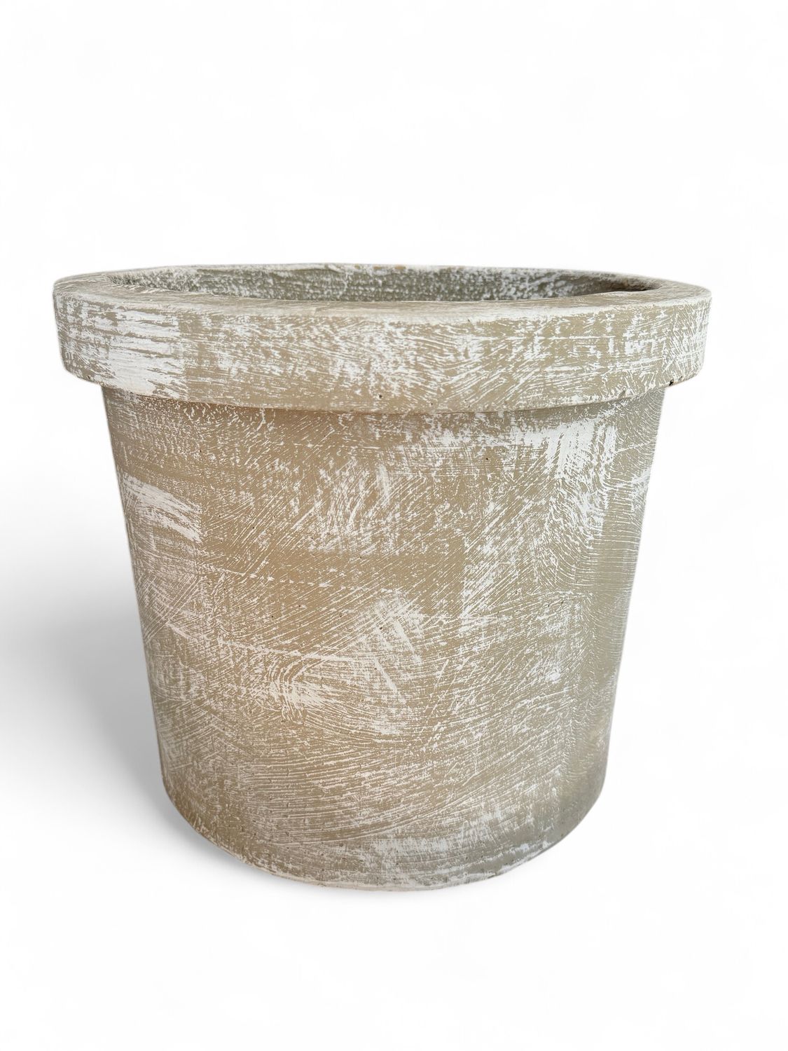Concrete Planter Pot Large Whitewash Finish - H330 x W390mm - 13kg