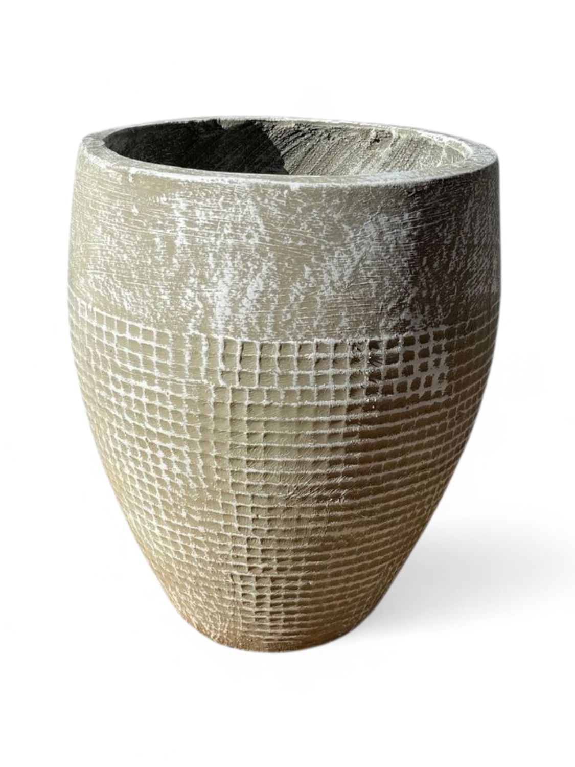 Anja Pot Small Whitewash Finish - H370mm x W290mm - 8kg