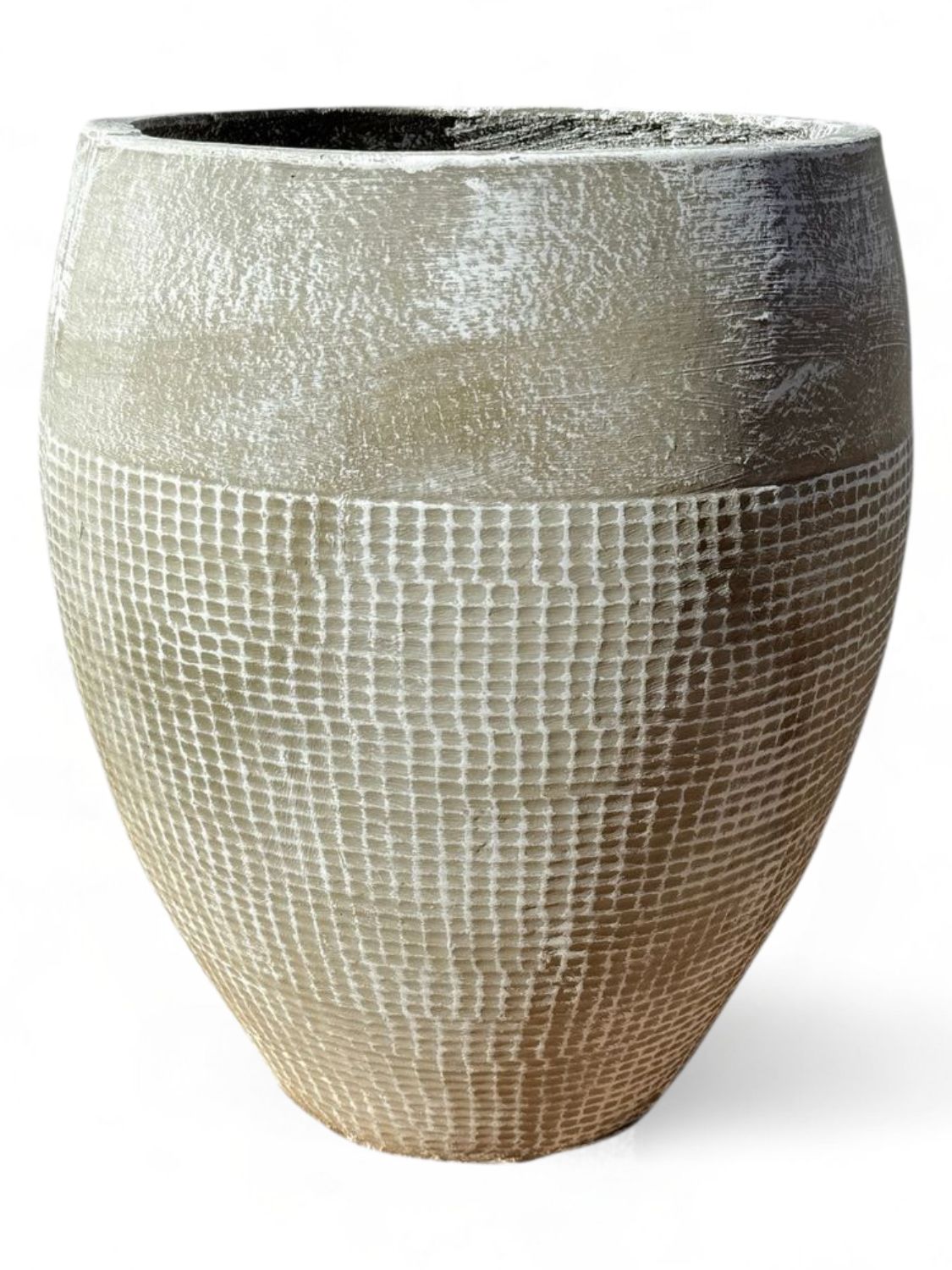 Anja Pot Large Whitewash Finish - H600mm x W470mm - 21kg