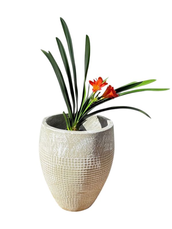 Anja Pot Small Whitewash Finish - H370mm x W290mm - 8kg