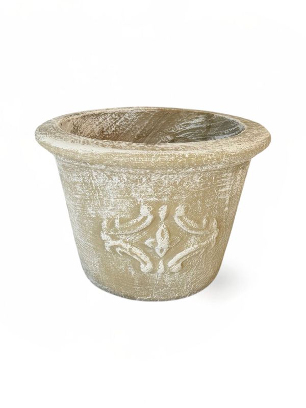 Adria Pot Small Whitewash Finish - H220mm x W320mm - 5.8kg