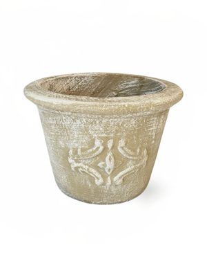 Adria Pot Small Whitewash Finish - H220mm x W320mm - 5.8kg