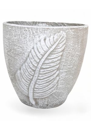 Blaar Pot Large Whitewash Finish - H375mm x W350mm - 11kg