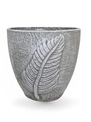Blaar Pot Medium Whitewash Finish - H290mm x W275mm - 7.8kg