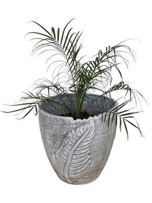 Zig Zag Leaf Pot Medium Whitewash Finish - H290mm x W275mm - 7.8kg