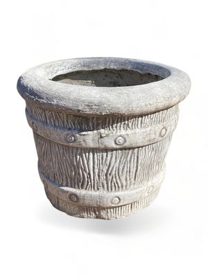 Round Sleeper Pot Small Whitewash Finish - H400mm x W530mm - 32kg