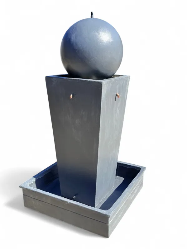 Square Pot Pipe Fountain With Ball Grey (Excluding Pump) H1700mm-W850mm