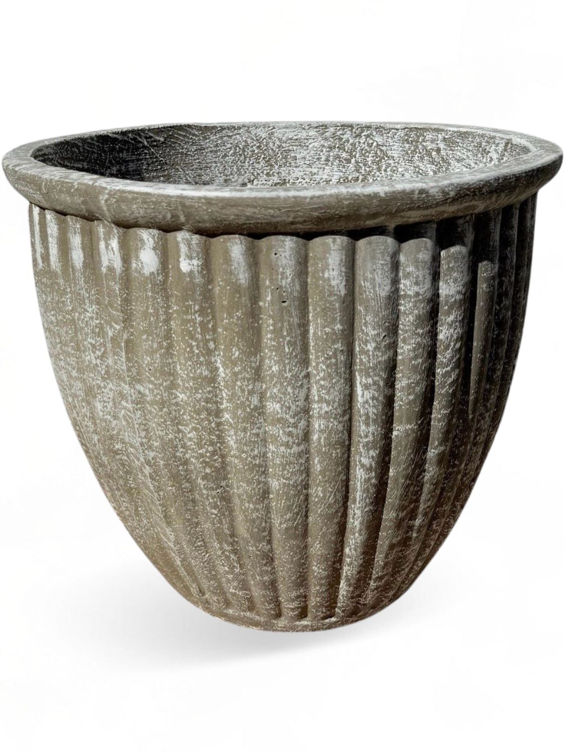 Stripe Pot Large Whitewash Finish - H410mm x W420mm - 15kg