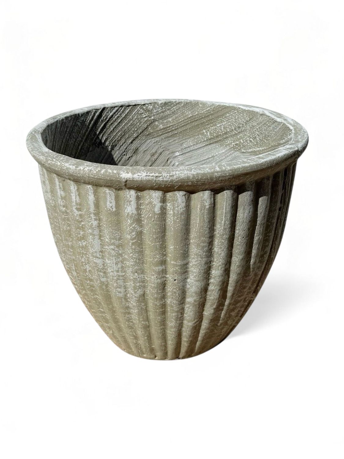 Stripe Pot Medium Whitewash Finish - H310mm x W330mm - 8kg