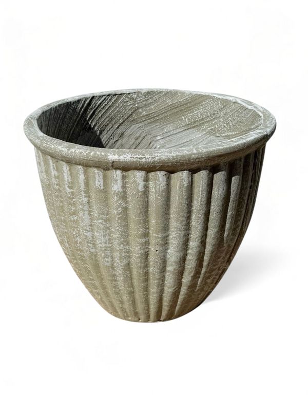 Stripe Pot Medium Whitewash Finish - H310mm x W330mm - 8kg