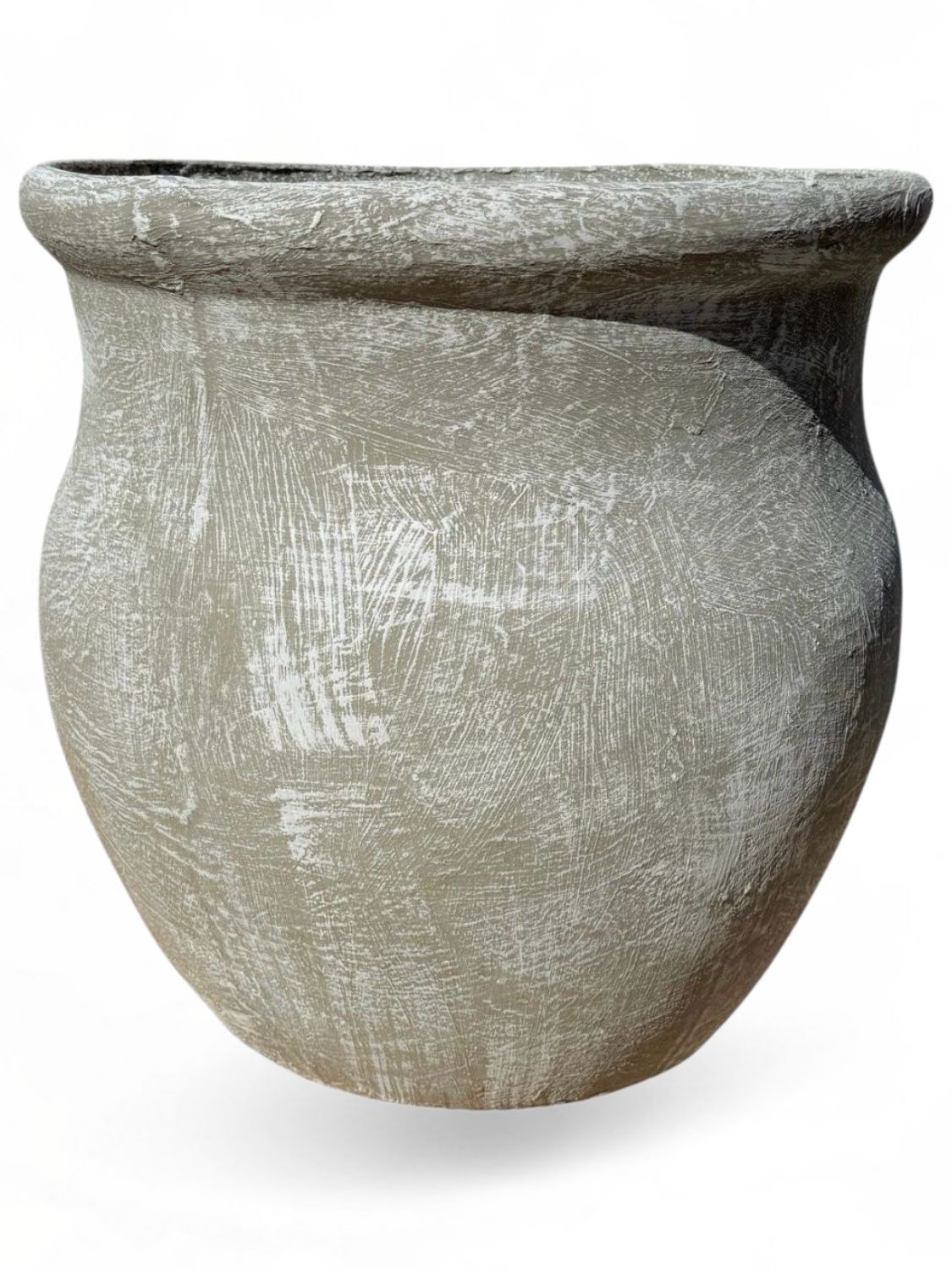 Fatso Flower Pot Large Whitewash Finish - H640mm x W610mm - 48kg