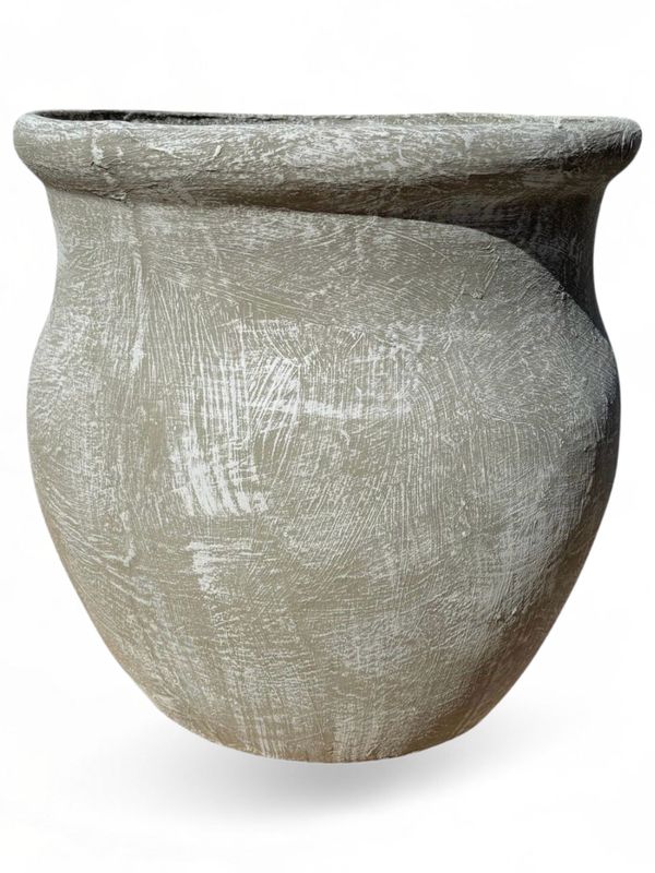 Fatso Flower Pot Large Whitewash Finish - H640mm x W610mm - 48kg