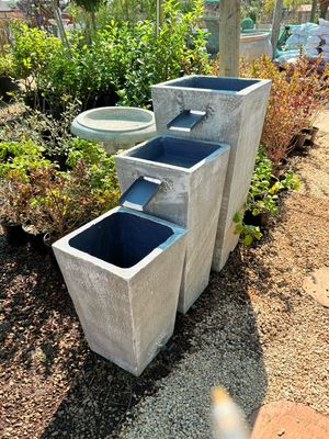Triple Slim Pot Zinc Fountain Large - H900mm-W420mm-L1200mm (Excluding Pump)