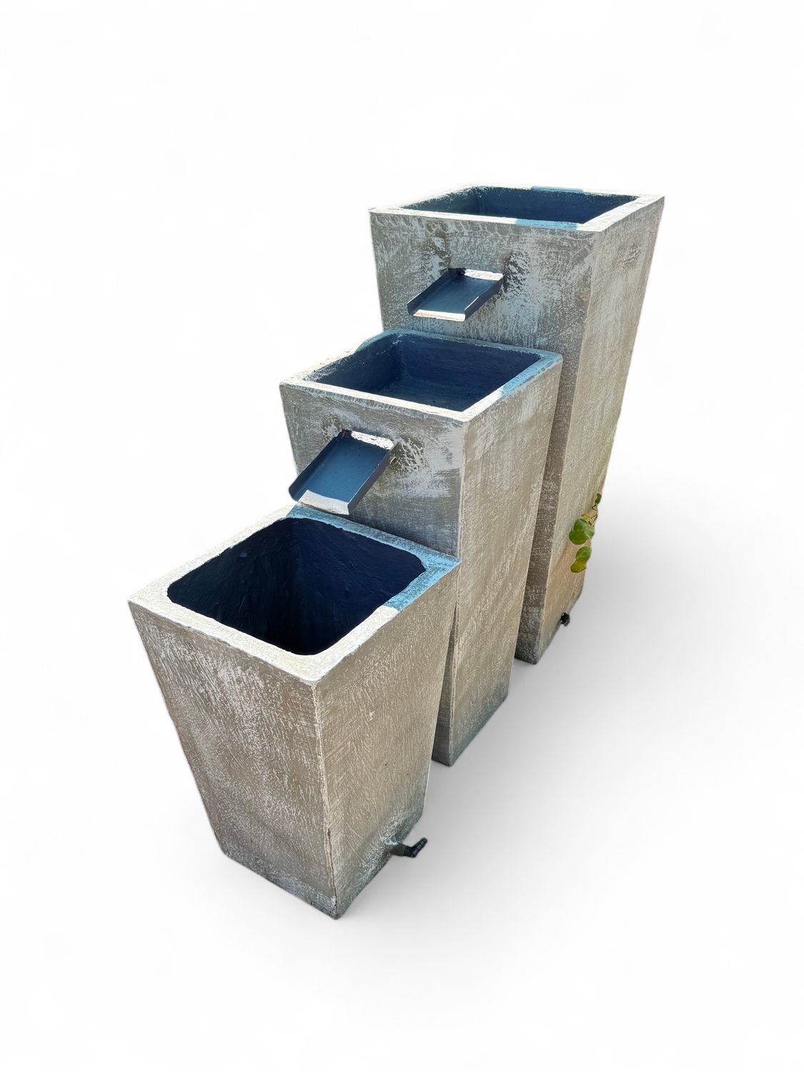 Triple Slim Pot Zinc Fountain Large - H900mm-W420mm-L1200mm (Excluding Pump)